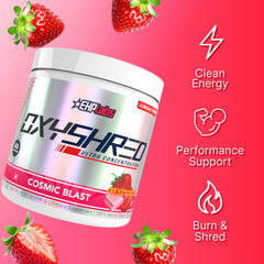 Cosmic Blast shaker bottle ready to shake a fresh pre-workout mix.