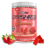 EHP Labs OxyShred Gummies bottle front for convenient energy on workouts.