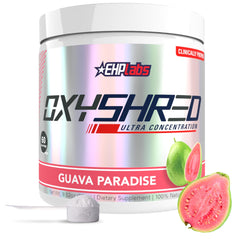 EHP Labs OxyShred Guava Paradise tub front for an energy-boosted workout