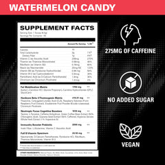 Watermelon Candy powder in a scoop ready to mix for pre-workout.