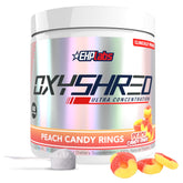EHP Labs OxyShred Peach Candy Rings tub closeup for energy boost during workouts