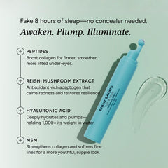 Eight Saints Tide & True Eye Serum ingredients highlight hyaluronic acid and peptides.