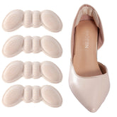 EIRMAT 4-pairs beige heel pads placed inside shoe for secure fit