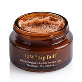 EJW Triple-Action Lip Scrub jar close-up showing creamy texture for gentle exfoliation and hydration.