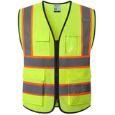 Ekkosafety reflective vest front view with zipper and five pockets