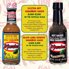 El Yucateco XXXtra Hot sauce drops ignite dishes with explosive heat.