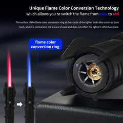 ELCELC Torch Lighter red flame from color-conversion ring for visible ignition
