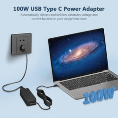 ELECBRAiN 100W USB-C power adapter back view showing ventilation and safety design