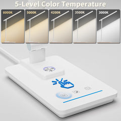 Electri lamp angled for desk work to minimize glare