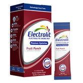 Electrolit fruit-punch powder packet ready for quick hydration on the go.
