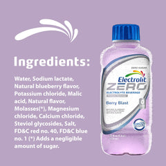 Electrolit Zero Berry Blast glass showing refreshing berry hydration.