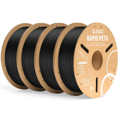 ELEGOO Rapid PETG black spool side view for reliable feeding.