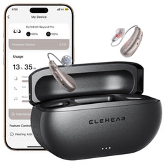 ELEHEAR Beyond Pro charging case visible, ready for all-day power