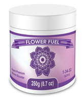Element Nutrients Flower Fuel bottle closeup showing concentrated bloom formula for robust yields.