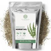 Elanen Naturals organic horsetail packaging shows BPA-free resealable bag for freshness.