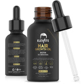 Elevate Hair Regrowth bottle close-up showing 5% Minoxidil for scalp support