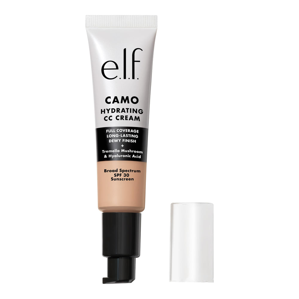 e.l.f. Hydrating Camo CC Cream bottle delivering dewy coverage with SPF 30