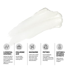 Eliré Repair Eye Cream under-eye area close-up demonstrates smoothing and hydration benefits.