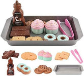 Elitoky cookie play food set with donuts and cupcakes enhances imaginative pretend cooking sessions.