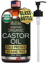 Ella & Eden castor oil in a large pump bottle for easy, mess-free application
