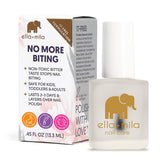 ella+mila Stop Nail Biting Polish bottle closeup shows a non-toxic deterrent for all ages