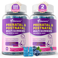 ELLAMENTZ prenatal vitamins bottle pouring for easy daily use
