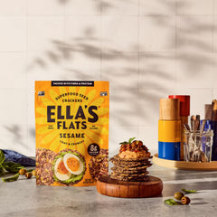 Ella’s Flats seeds detail emphasizes simple, seed-forward ingredients and clean labeling.