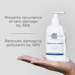 EltaMD foaming cleanser foam close-up with micro-bubbles for gentle cleansing