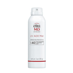 EltaMD UV AOX Mist Mineral Sunscreen Bottle demonstrates mineral protection for face and body
