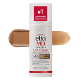 EltaMD UV Clear deep tinted sunscreen bottle for daily sun protection.