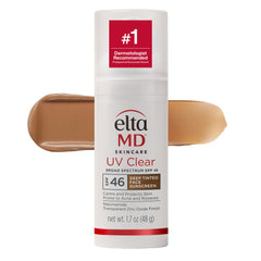 EltaMD UV Clear deep tinted sunscreen bottle for daily sun protection.