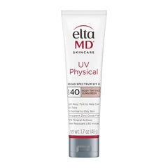 EltaMD UV Physical Rosy Tint bottle shows mineral SPF and natural finish.
