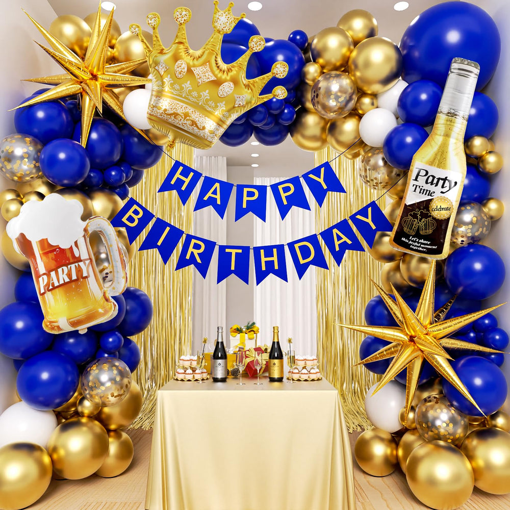 ELTNEGSA royal blue and gold balloons set for a vibrant party backdrop