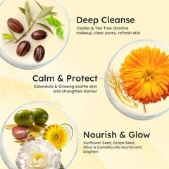 Elvira Pure Cleansing Oil plant-based ingredients close-up, soothing skin