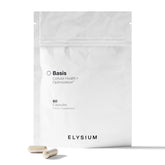 ELYSIUM Basis NAD+ bottle shown for daily healthy aging support and energy.