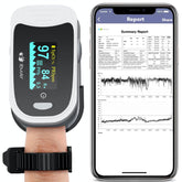 EMAY Sleep Oxygen Monitor front view with clear LCD for easy visibility during sleep.