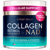 Ember Cloud Collagen NAD+ Cream bottle-front for daily hydration and elegant skincare routine
