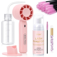 EMEDA lash shampoo kit contents for convenient home lash cleaning.