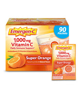 Emergen-C 1000mg powder packets for daily immune support, easy to mix.