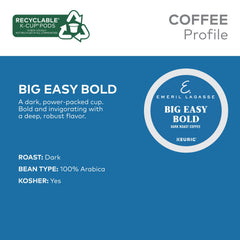 Steaming cup of Emeril Lagasse Big Easy Bold with rich aroma