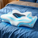 Emircey Sleep Pillow contour front view shows ergonomic support for neck alignment