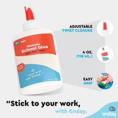 Enday glue dries clear for clean slime and craft projects