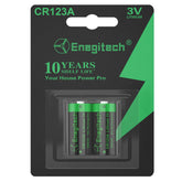 Enegitech CR123A 2-pack front view for home security devices.