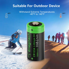 Enegitech CR123A compatibility with alarms and smart locks.