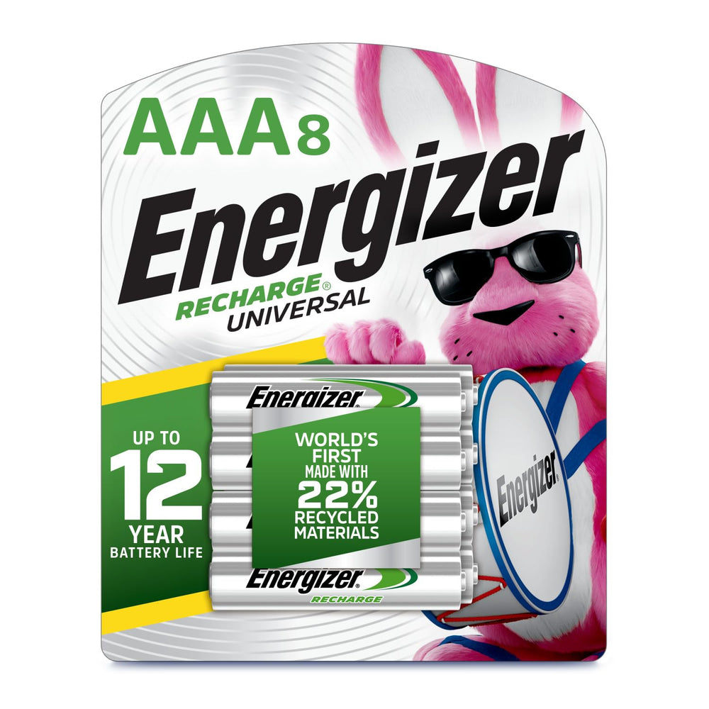 Energizer Recharge Universal AAA Batteries 8-pack powering wireless mice and remotes
