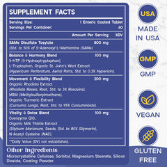 Enerlix SAM-e with CoQ10 and 5-HTP tablets for energy and focus