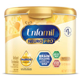 Enfamil NeuroPro bottle front label shows brain-building ingredients.
