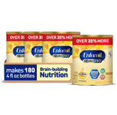 Enfamil NeuroPro bottle side view for easy feeding and brain-building potential.