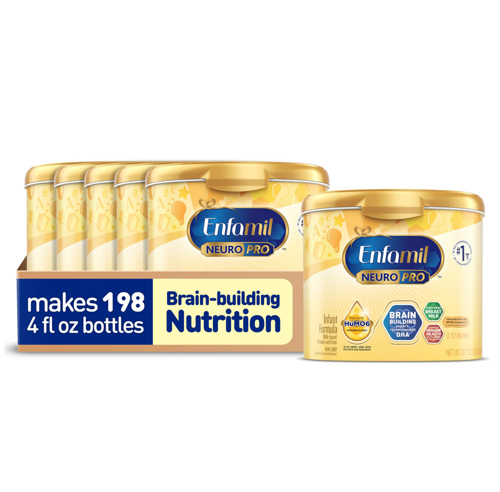 Enfamil NeuroPro box front showing brain-building infant formula.