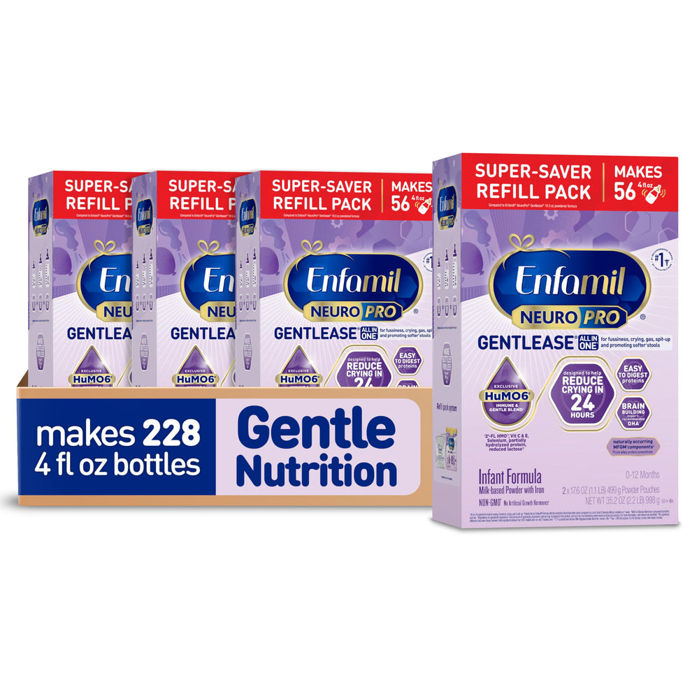 Enfamil NeuroPro Gentlease tub front view showing powder formula for gentle digestion